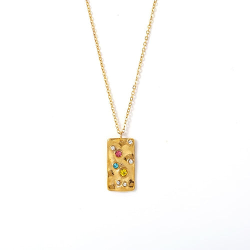 Arc-en-Ciel Zircon Bar Necklace