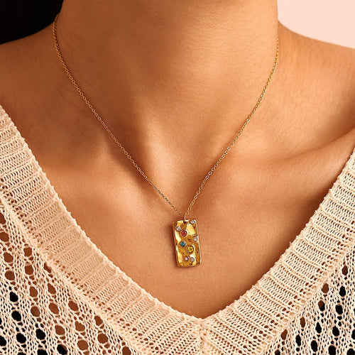 Arc-en-Ciel Zircon Bar Necklace
